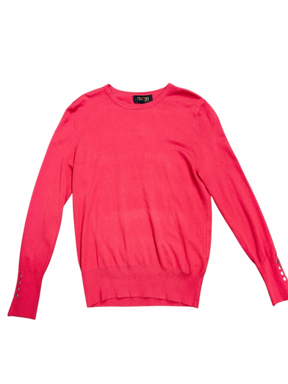 Truth By Republic Crewneck Sweater with Faux Buttoned Cuffs - M